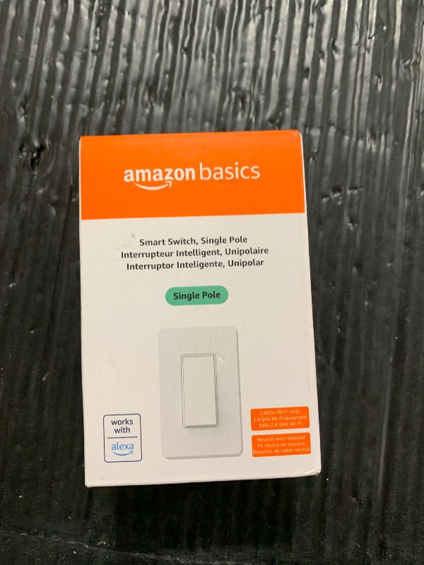 Photo 1 of Amazon Basics Smart Switch, Single Pole, Works with Alexa Only, 2.4 GHz Wi-Fi, No Hub Required, White