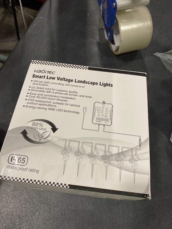Photo 1 of HIBOITEC Low Voltage Landscape Lighting with Transformer Photocell Sensor and Timer Spotlights Kit 52FT ETL Approved Wire Dimmable Waterproof 4000K for House Yard Trees Garden Plants Outdoor 6 Packs