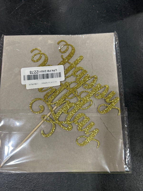 Photo 1 of Sleyberoy Glitter Handmade Birthday Cake Topper Decoration - Anniversary/Birthday Party & Photo Booth Props (golden)