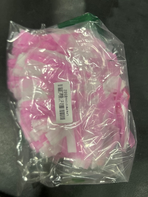 Photo 1 of Hanaive Cheerleading Pom Poms and Large Cheerleader Hair Bow for Girl, 3 Count (12 Inch Large Metallic Pink and White Mixed, Matte) for Sports Team Spirit Cheering