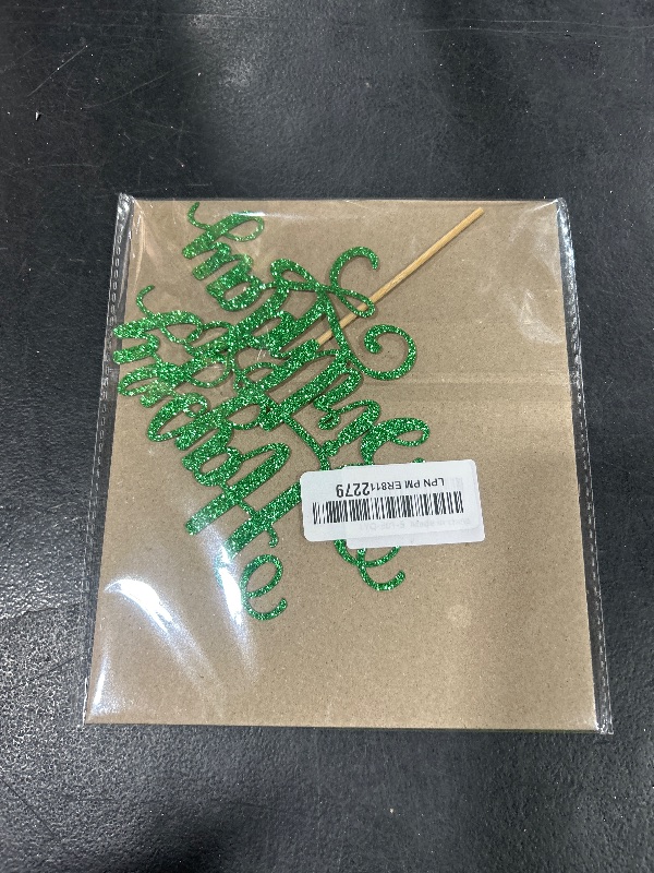 Photo 1 of Sleyberoy Sleyberoy Glitter Handmade Birthday Cake Topper Decoration - Anniversary/Birthday Party & Photo Booth Props (green)