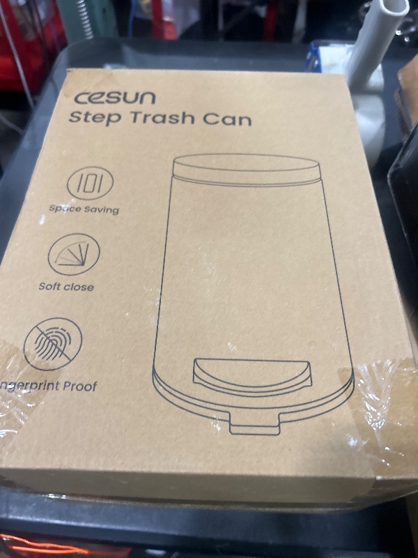 Photo 1 of Cesun 1.2 Gallons Small Black Trash Can, Bathroom Garbage Can with Lid and Foot Pedal, Mini Round Wastebasket for Bathroom, Bedroom, Office, 4.5 Liters / 1.2 Gallons, Matte Black