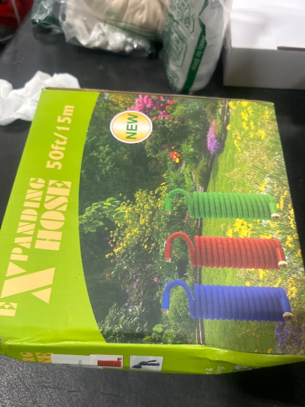 Photo 1 of 50 ft Expandable Garden Hose with 10 Spray Nozzle - 4 -Layer Latex Core - Heavy Duty Superior Strength 3750D - Expanding Water Hose - Extra Strong Brass Connectors/Storage Bag