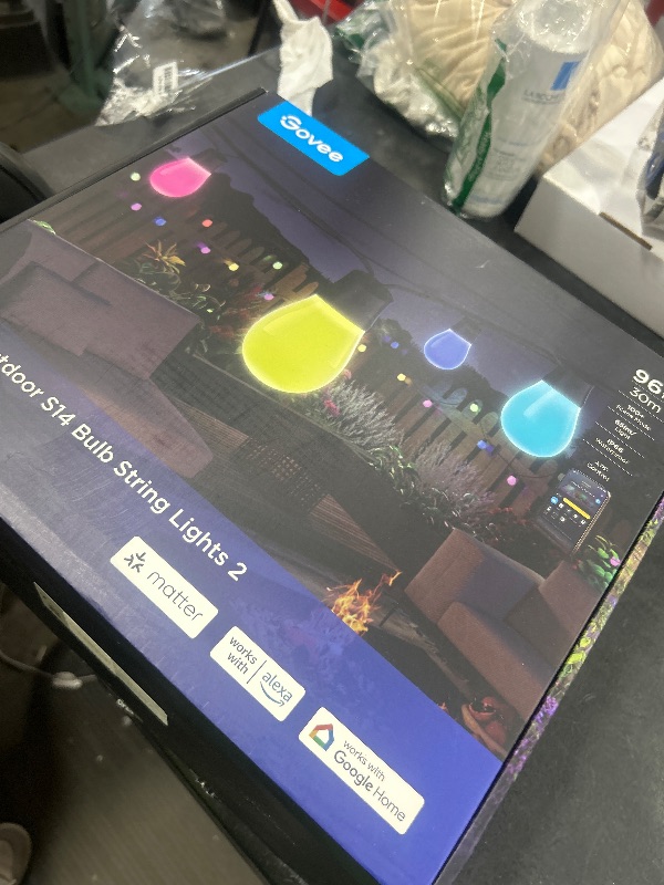 Photo 1 of Govee S14 Bulb Outdoor String Lights 2, 96ft Smart RGBIC Warm White Patio Lights with 30 LED Bulbs, 111 Scene Modes for Outdoor Decor, Works with Alexa, Google, Matter, APP Control, IP66 Waterproof