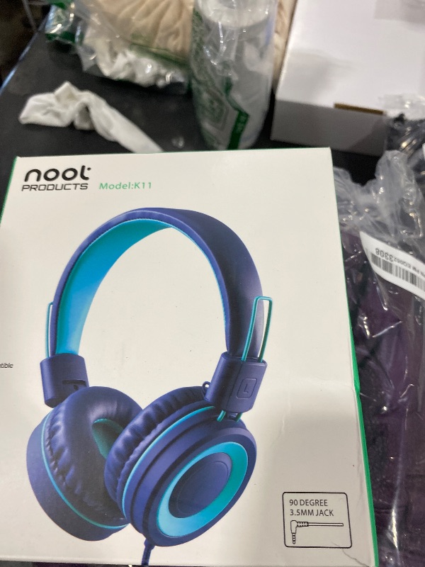 Photo 1 of Kids Headphones - noot products K11 Foldable Stereo Tangle-Free 3.5mm Jack Wired Cord On-Ear Headset for Children/Teens/Boys/Girls/Smartphones/School/Kindle/Airplane Travel/Plane/Tablet (Navy/Teal)