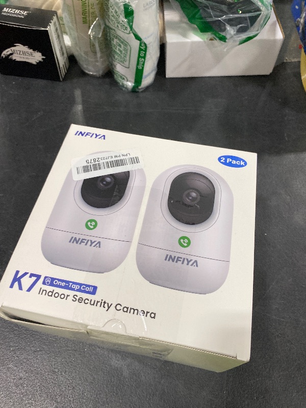 Photo 1 of INFIYA 2K Security Camera Indoor-360 Cameras for Home Security and One-Tap Call, Elderly/Cat/Baby/Nanny, Motion Alert, Intelligent Tracking, 2.4GHz WiFi Only, Work with Alexa/Google Home, K7 2Pack