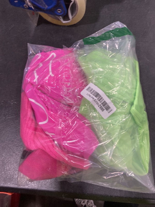 Photo 1 of MIAIULIA Womens 80s Workout Costume Outfit 80s Accessories Set Neon Shorts Earring Leg Warmers Headband Wristbands lets get physical Short Pink M