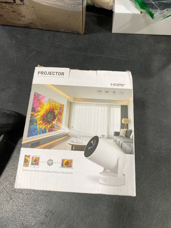 Photo 1 of Mini Portable Projector with 4K Support, Bluetooth 5.4 WIFI6, 5watt Sound Base Speaker, 160 ANSI, Android 11, 210° Rotation , Auto Keystone Correction Video Projector HY300 ULTRA