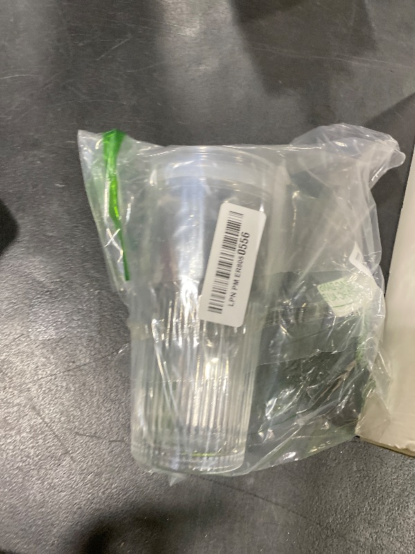 Photo 1 of 20oz Glass Tumblers with Lids and Straws, - Stylish Ribbed Design Drinking Glasses for Iced Coffee Cups, Juice, Smoothies, Cold Beverages, Includes Cleaning Brush, Durable Glassware