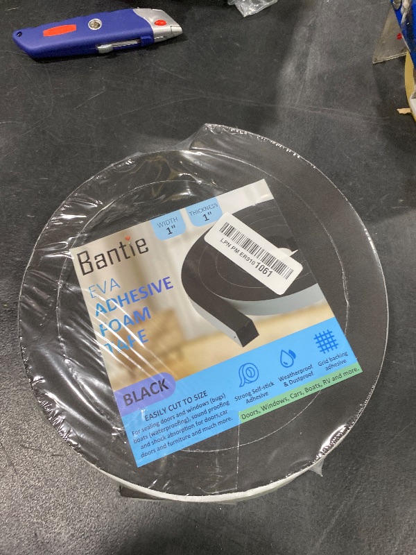 Photo 1 of Bantie 1"×1" EVA Foam Strips with Adhesive Weather Stripping Tape Larger Foam Weather Stripping Strip for Large Gap Insulation (1"×1",13FT,Black)