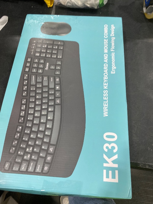 Photo 1 of Wireless Keyboard and Mouse Combo,2.4G Full Size Wave Keys Ergonomic Keyboard with Wrist Rest for Natural Typing, 3 DPI Adjustable Ergonomic Silent Mouse for Computer/Laptop/Windows/Mac (Grey)