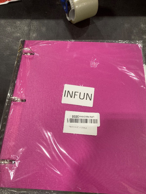 Photo 1 of INFUN Telescoping 3 Ring Binder, Portable Plastic 0.75 inch 3 Ring Binder with Telescoping Spine and Foldable Front Cover Holds 8.5" x 11" Paper for School,Office and Homes-Pink