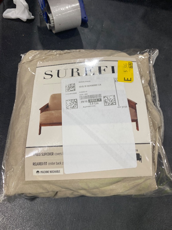 Photo 1 of SureFit Home Décor Soft Suede Futon Slipcover, Polyester, Machine Washable, One Piece, Taupe Color