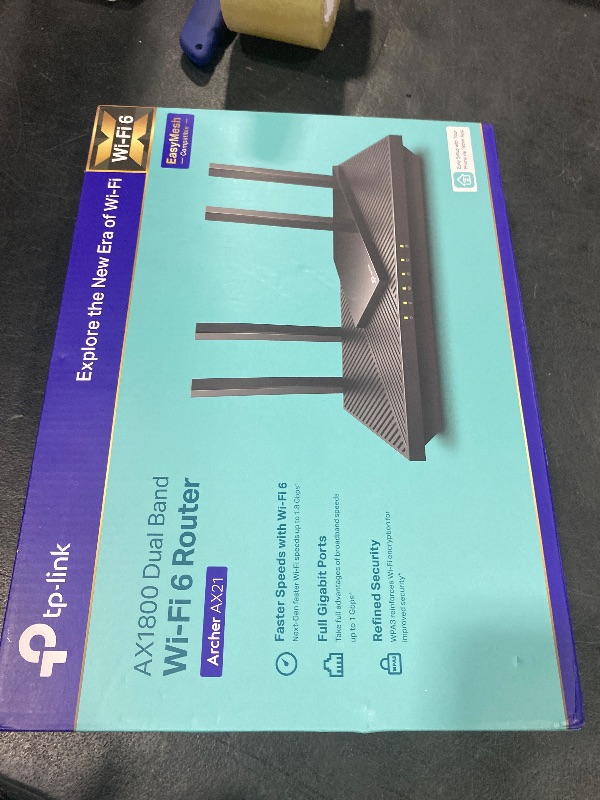 Photo 1 of TP-Link AX1800 WiFi 6 Router V4 (Archer AX21) – Dual Band Wireless Internet, Gigabit, Easy Mesh, Works with Alexa - A Certified for Humans Device, Free Expert Support