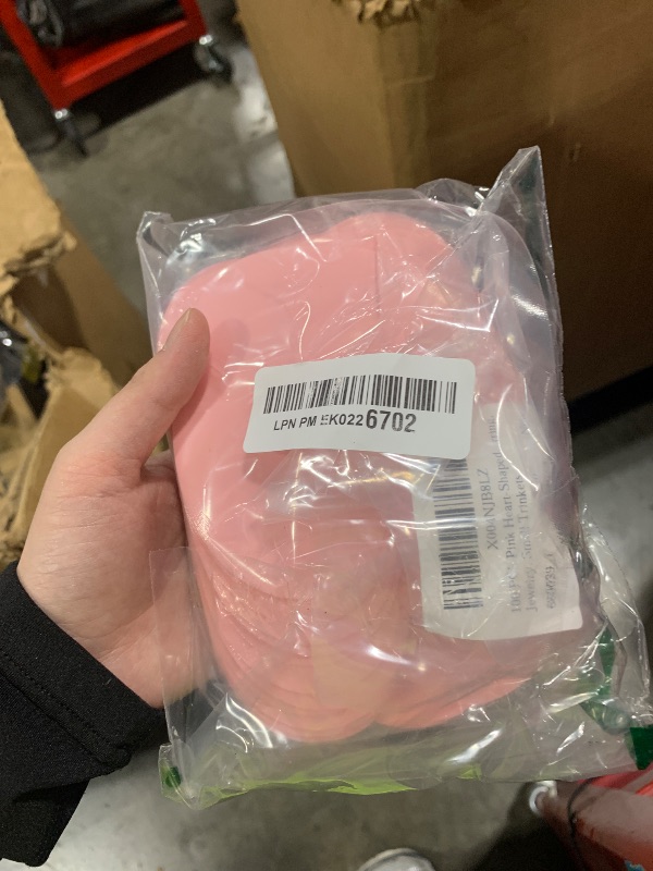 Photo 1 of 100 PCS Pink Heart-Shaped Mylar Bags, 4"× 4" Heart-Shaped Jewelry Bags, Clear & Resealable Packaging Bag for Small Business Essentials Supplies for Earring, Jewelry, Small Trinkets