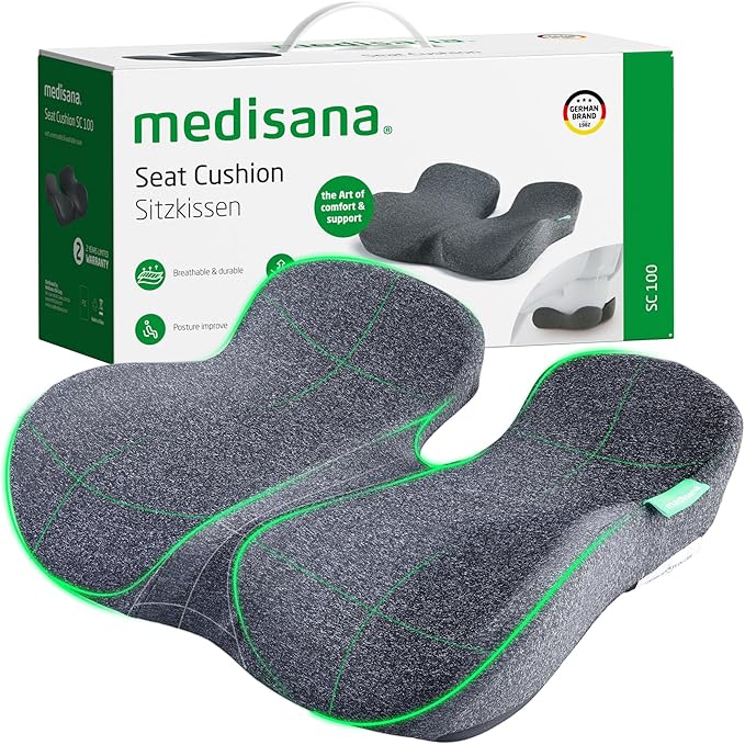 Photo 1 of Medisana Seat Cushion - SC 100 Seat Cushions for Office Chairs, Car Seat, Wheelchair - Sciatica & Tailbone & Coccyx Pain Relief Pillow for Driver Sedentary People?Size:17 * 14.6 * 3.54 in?