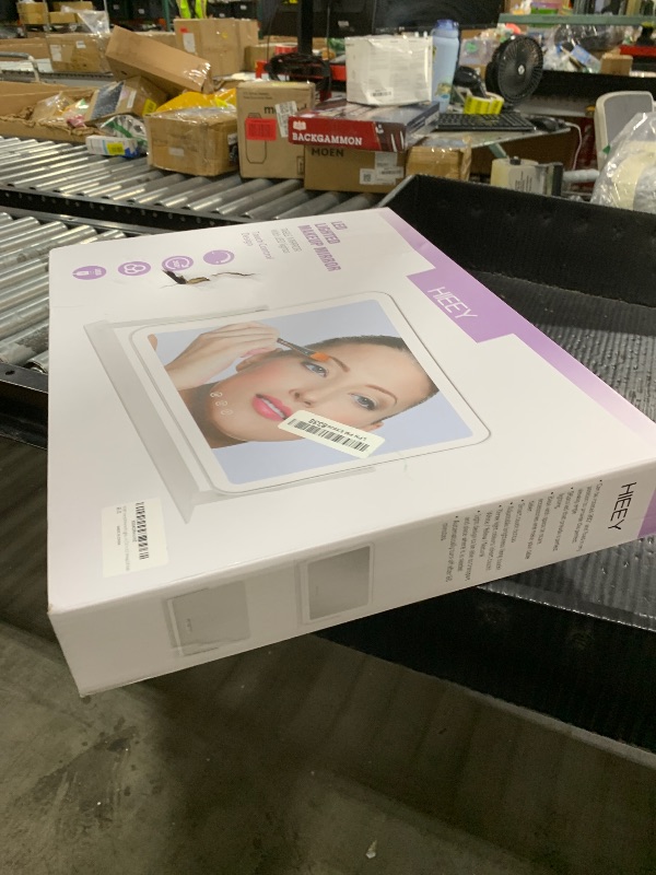 Photo 1 of HIEEY Vanity Mirror with Lights, Lighted Makeup Mirror, Three Color Lighting Modes, and 5X Magnification Mirror, Smart Touch Control, 360°Rotation (17.4" x 13.5" White,Gift Box)
