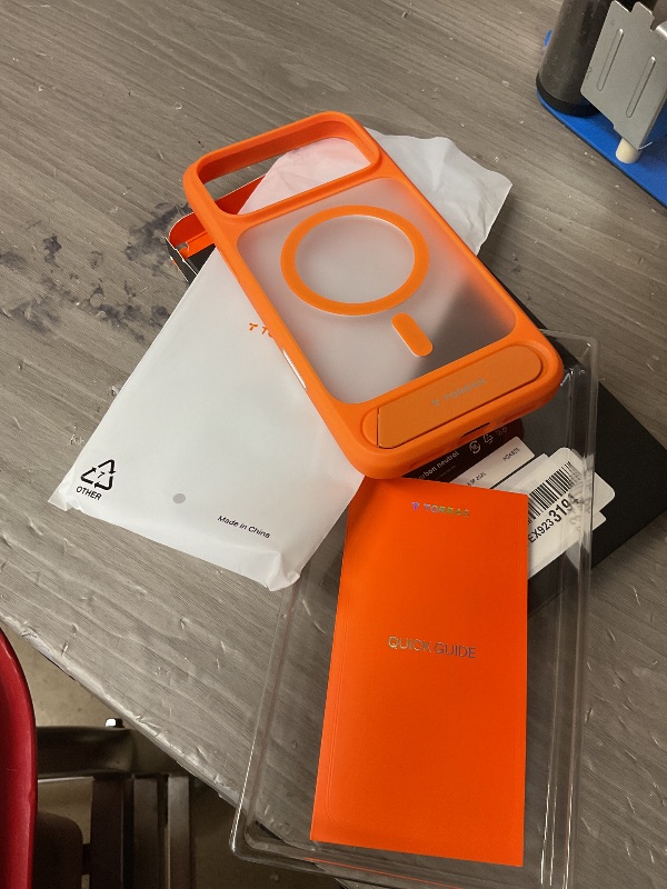 Photo 1 of TORRAS Strong Magnetic & Seamless Stand for iPhone 17 Pro Max Case, Fit for MagSafe, Military Grade Drop Protection, Adjustable Kickstand for iPhone 17 Pro Max Case Translucent Matte Cosmic Orange