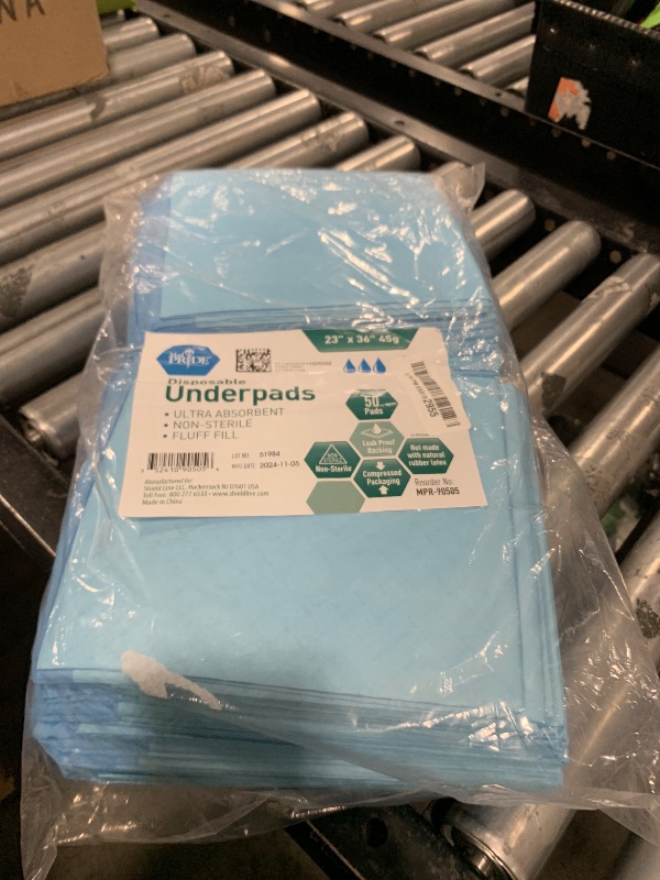 Photo 1 of MED PRIDE Disposable Chux Pads 23in X 36in, Super Absorbent Bed Pads for Incontinence, Underpads for Adults, Kids, Pets (50 Count (Pack of 1) Blue/White)