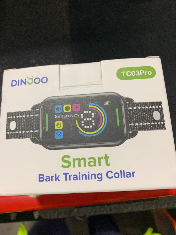 Photo 1 of DINJOO Dog Bark Collar for Large/Medium/Small Dogs | Rechargeable Smart AI Anti-Barking Training Collar with 8 Adjustable Sensitivity, Beep & Vibration Modes | Solves Excessive Barking - Dark Black