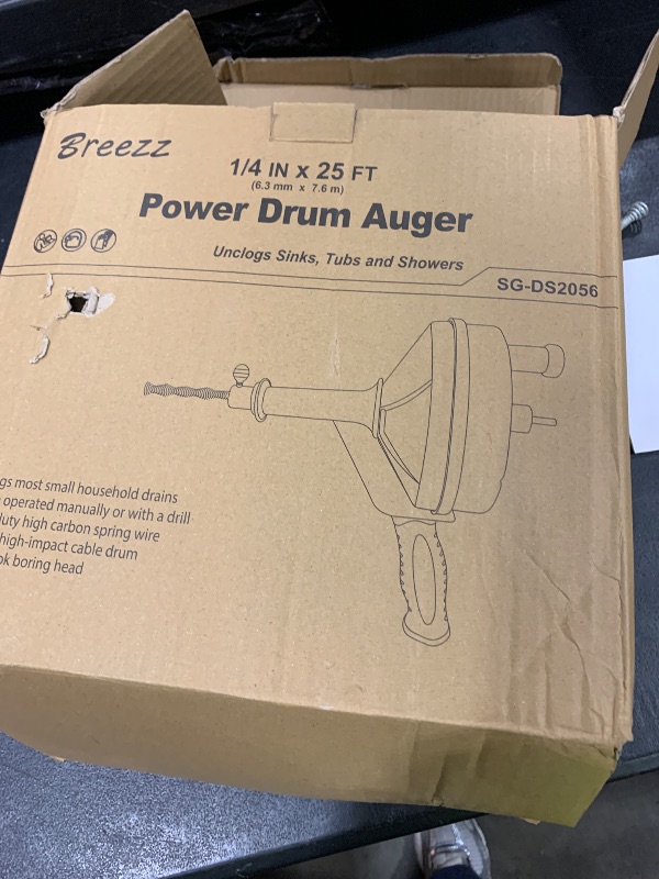 Photo 1 of Drain Auger, Clog Remover with Drill Adapter, 25 Feet Flexible Plumbing Snake Use Manually or Powered for Kitchen, Bathrom and Shower Sink, Comes with Gloves (blue)