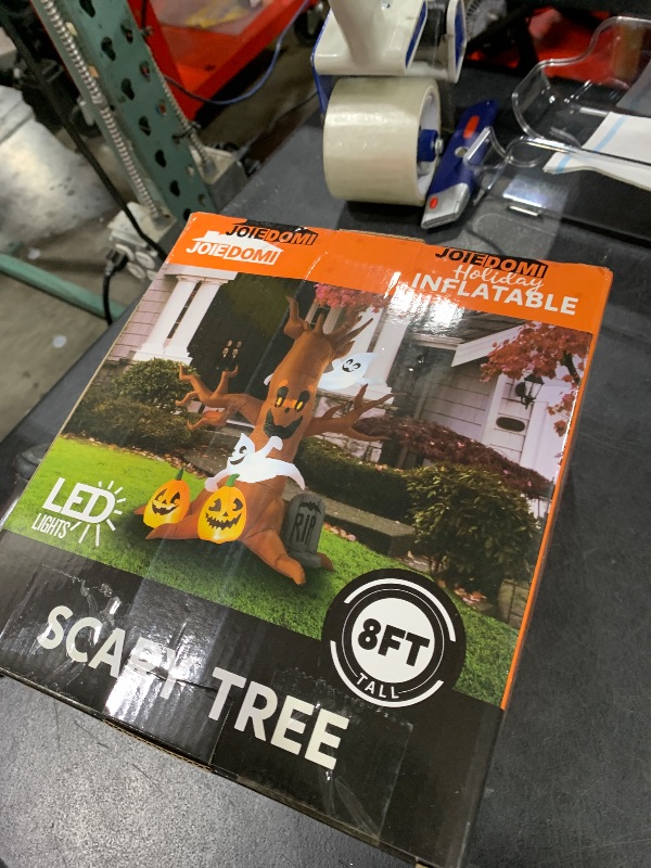 Photo 1 of Joiedomi 8 FT Halloween Inflatable Scary Tree with Ghost Decorations, Pumpkin and Tombstone, Blow Up Inflatables with Build-in LEDs for Halloween Party Indoor, Outdoor, Yard, Garden, Lawn Decorations