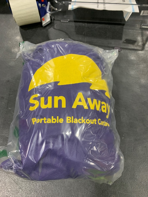 Photo 1 of SUN AWAY Portable Blackout Curtain with Suction Cups - Premium Easy Install Shade No Tools Required - Temporary Blinds, Perfect for Baby Nursery or Dorm Room - with Travel Bag (66” Long x 51” Wide)