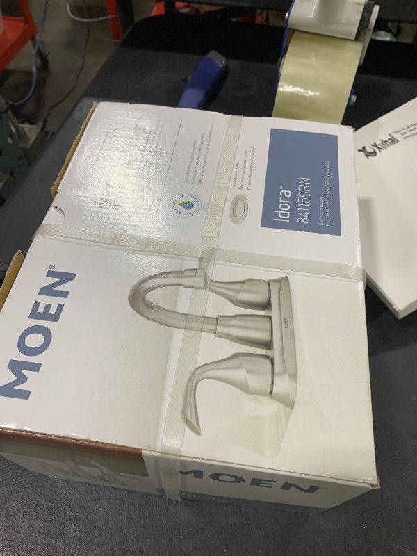Photo 1 of Moen Idora Spot Resist Brushed Nickel Two-Handle Centerset Bathroom Sink Faucet with Drain Assembly, 84115SRN