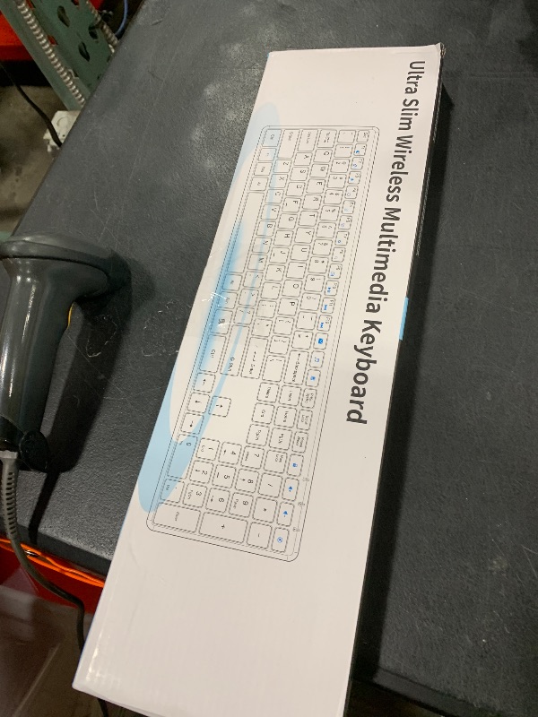 Photo 1 of Wireless Keyboard-2.4G USB Ultra Slim Quiet Full Size Matte PC Computer Keyboard,19 Multimedia Keys,Number Pad,Plug&Play,Lag-Free Ergo,Long Battery life for Desktop,Laptop,Smart TV,MAC,Windows,QWERTY