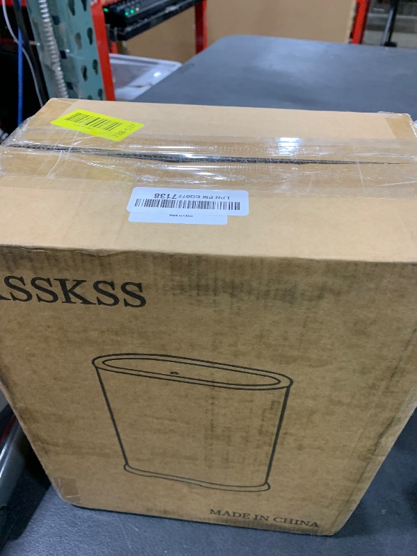 Photo 1 of KSSKSS 1.8 Gallons Small White Bathroom Trash Can with Lid, Slim Bathroom Garbage Bin, Removable Liner Bucket, Dog Proof Trash Can with Pop-Up Lid for Bedroom,Toilet