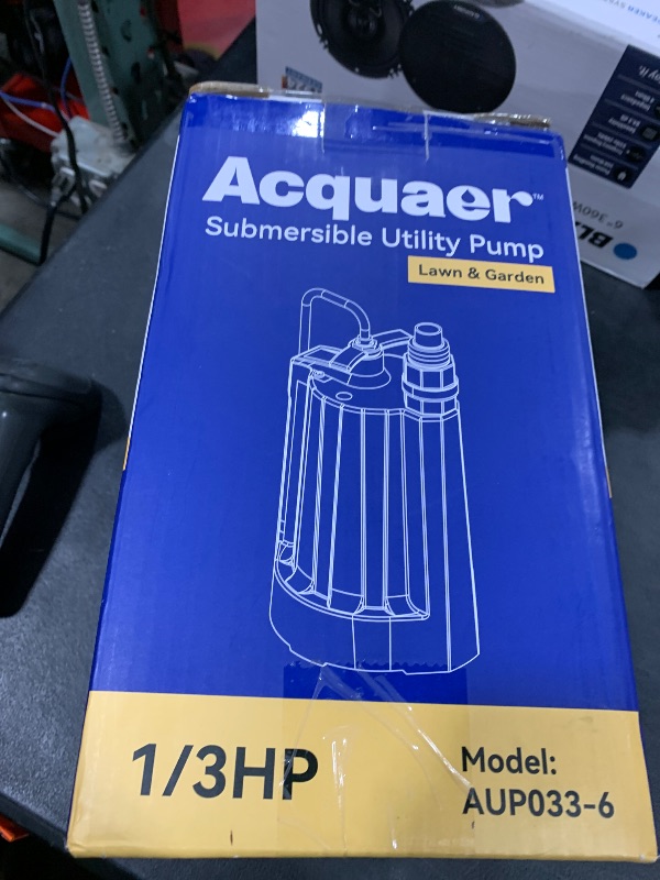 Photo 1 of Acquaer 1/3 HP Automatic Submersible Water Pump, 115V Sump Pump with 3/4” Garden Hose Check Valve Adapter,2160 GPH High Flow Water Removal for Swimming Pool Cover Hot Tubs Flooded House Basement