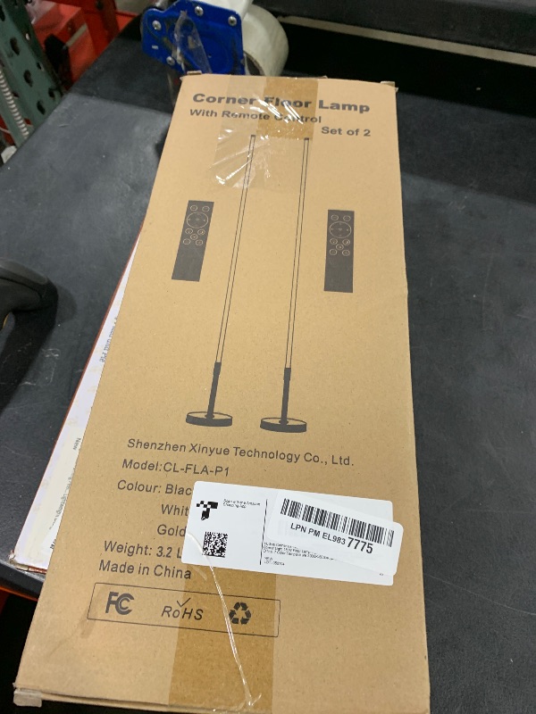 Photo 1 of Mudodi Corner Floor Lamp, Minimalist LED Floor Lamp with Remote Control, Dimmable Corner Light,Floor Lamps for Living Room, Bedroom, Home Office, 7 Color Temperature 3000K-6000K (Black, 2 Pack)