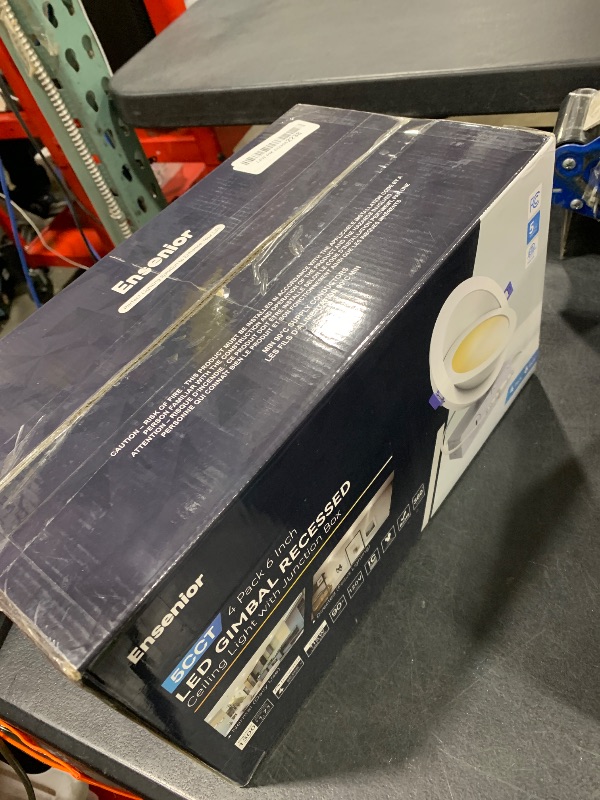 Photo 1 of Ensenior 4 Pack 6 inch LED Eyeball Recessed Lighting, 360°+90° Rotatable and 2700K-5000K Selectable, Dimmable Gimbal Recessed Lights, Canless Angled Adjustable Ceiling Downlight, 1300LM, 13W=115W-FCC