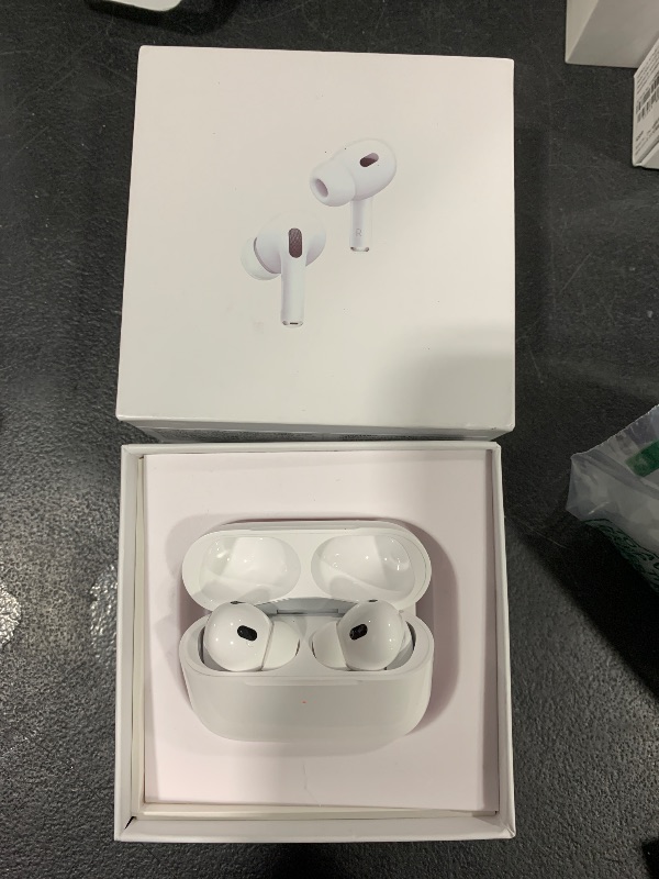 Photo 1 of Apple AirPods Pro (2nd Gen) Wireless Earbuds, Up to 2X More Active Noise Cancelling, Adaptive Transparency, Personalized Spatial Audio MagSafe Charging Case (Lightning) Bluetooth Headphones for iPhone