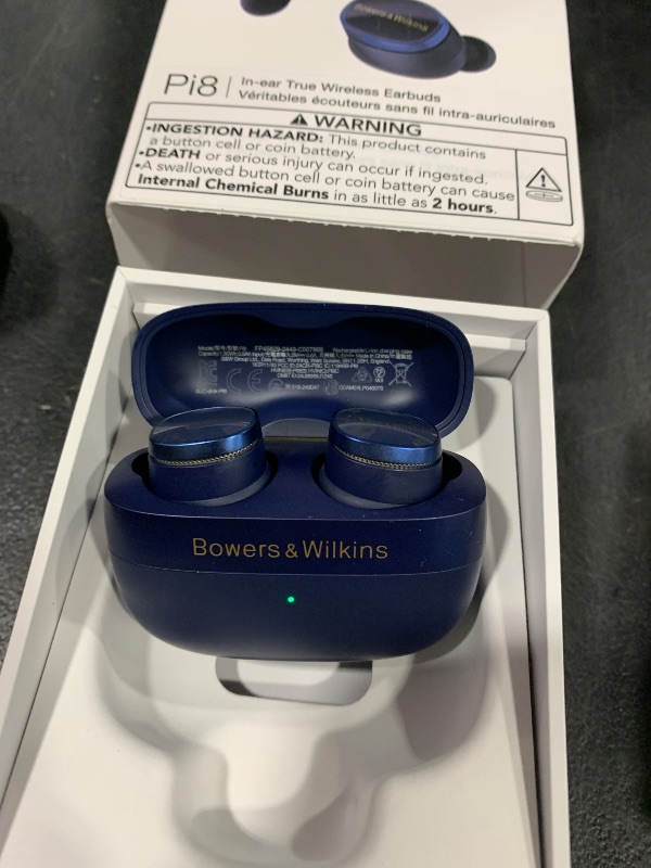 Photo 1 of Bowers & Wilkins Pi8 Wireless Bluetooth Earbuds (Midnight Blue), in-Ear Bluetooth Earphones with Qualcomm & aptX Lossless, Active Noise Cancelling Earbuds, 3 Built-in Mics, 15-Min Quick Charging