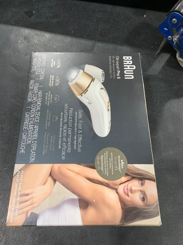 Photo 1 of Braun IPL at Home Laser Hair Removal for Women and Men, Silk Expert Pro 5 PL5137 with Venus Swirl Razor, Permanent Visible Hair Reduction in Hair Regrowth for Body & Face, Corded, PL5137