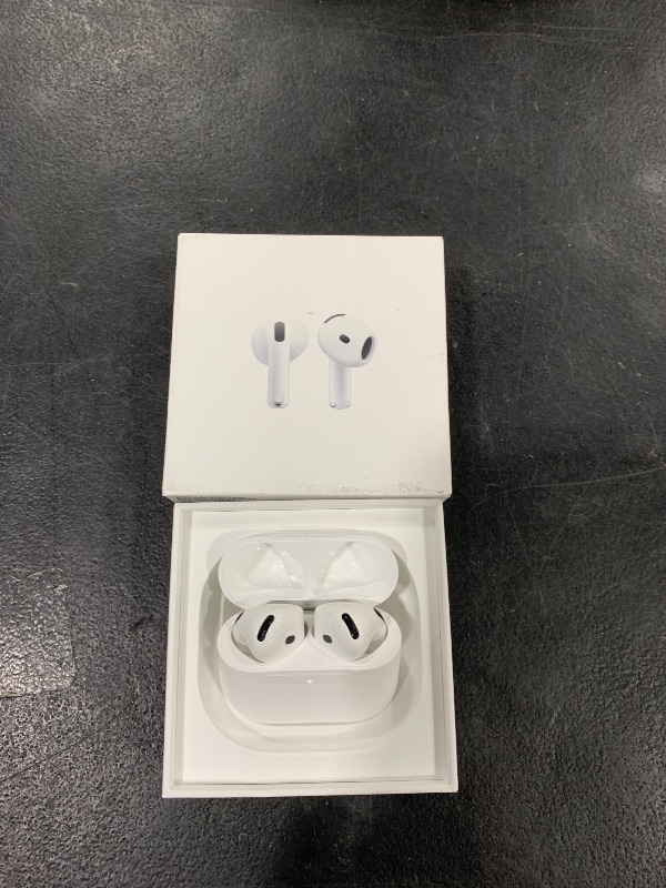 Photo 1 of Apple AirPods 4 Wireless Earbuds, Bluetooth Headphones, Personalized Spatial Audio, Sweat and Water Resistant, USB-C Charging Case, H2 Chip, Up to 30 Hours of Battery Life, Effortless Setup for iPhone