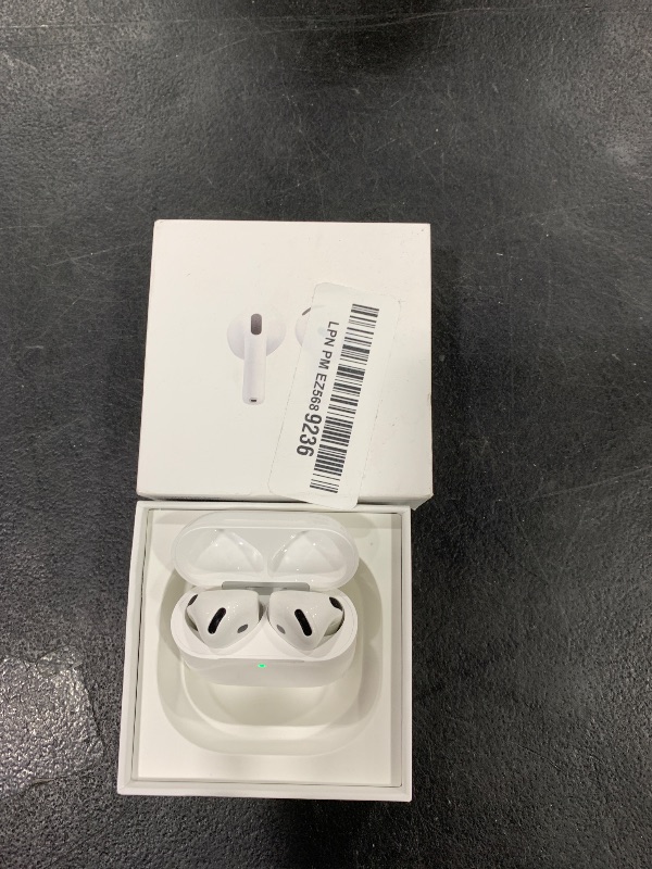Photo 1 of Apple AirPods 4 Wireless Earbuds, Bluetooth Headphones, Personalized Spatial Audio, Sweat and Water Resistant, USB-C Charging Case, H2 Chip, Up to 30 Hours of Battery Life, Effortless Setup for iPhone