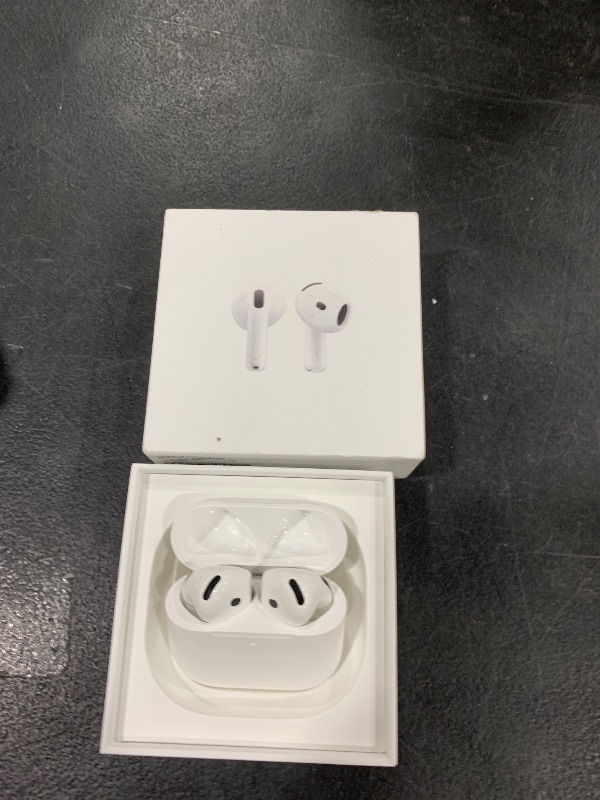 Photo 1 of Apple AirPods 4 Wireless Earbuds, Bluetooth Headphones, Personalized Spatial Audio, Sweat and Water Resistant, USB-C Charging Case, H2 Chip, Up to 30 Hours of Battery Life, Effortless Setup for iPhone