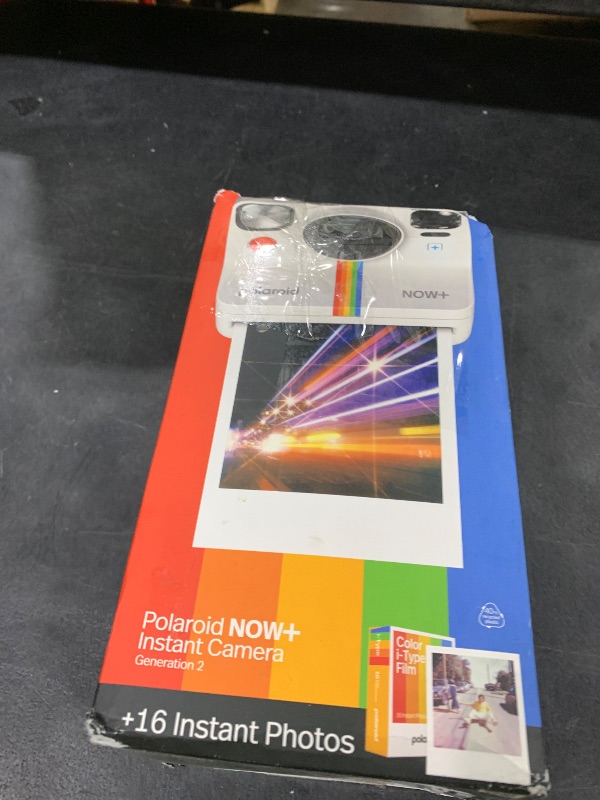Photo 1 of Polaroid Now+ Generation 2 - Camera + Film Bundle (16 Photos Included) - White - Bluetooth Connected App Controlled Instant Film Camera (6437)