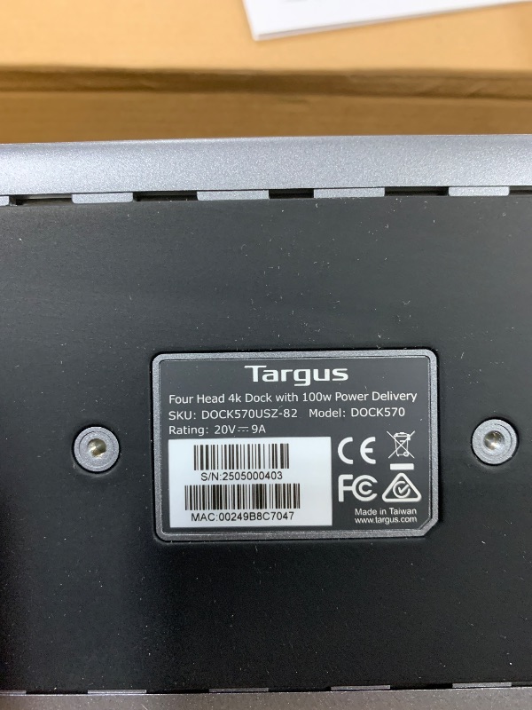 Photo 1 of Targus USB C Universal Docking Station with Quad 4K(QV4K), Docking Station Single 5K/Quad 4K UHD Display,USB C Laptop Docking Station with 4 DisplayPort or 4 HDMI Ports/100W Power Delivery(DOCK570USZ)