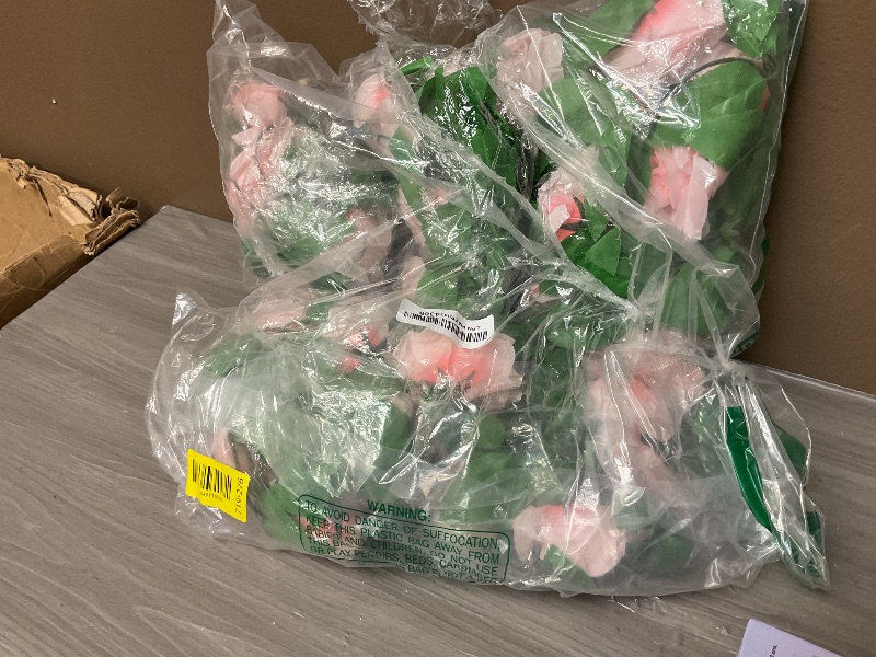 Photo 1 of 10PCS Fake Rose Garland, 7.5Ft Artificial Vines Flowers Hanging Rose Vine forfor Table Wedding Backdrop Arch Wall Party Mantle Festival Decor (Pink)