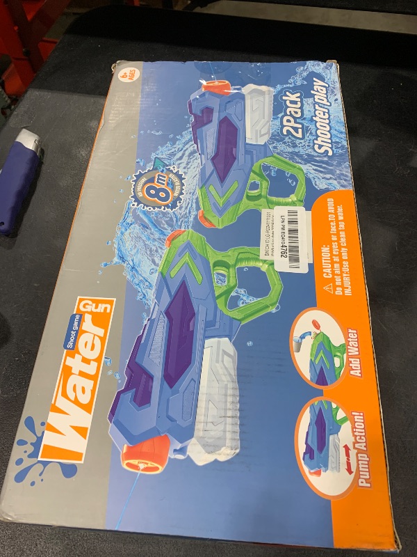 Photo 1 of 2 Pcs Water  for Kids, Super Squirt Guns Water Soaker Blaster - 4 Shooting Modes Switch - 26 Ft Long Shooting Range - Quick Refill - Summer Water Toys Gun for Boys Girls Adults Outdoor Pool/Garden