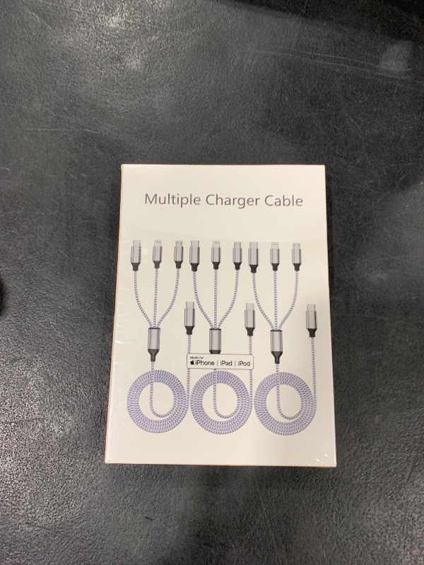 Photo 1 of Multi Charging Cable 4ft 3Pack Usb Charger 3 in 1, C Port Multi iPhone Charger Cable Nylon Braided Apple MFi Certified Fast Charging Cord with Type-C/Usb C Micro Lightning for Phone iPad iPhone Tablet