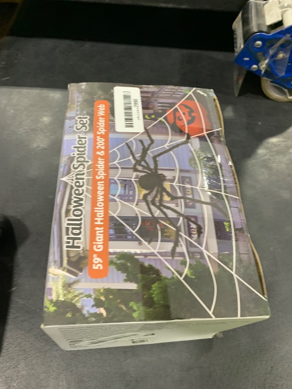 Photo 1 of 200" Halloween Spider Web + 59" Giant Spider Decorations Fake Spiders with Triangular Huge Spiders Web for Indoor Outdoor Halloween Decorations Yard Home Costumes Parties Haunted House Décor