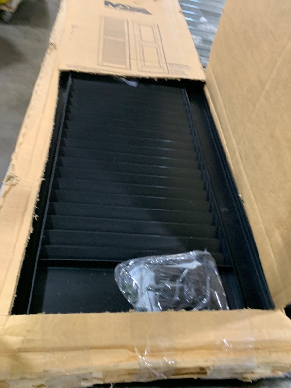 Photo 1 of Ekena Millwork Lifetime Vinyl LL1S14X06000BL Standard Cathedral Top Center Mullion, Open Louver Vinyl Shutters, w/Installation Shutter-Lok's & Matching Screws (Per Pair), 14 1/2"W x 60"H, Black