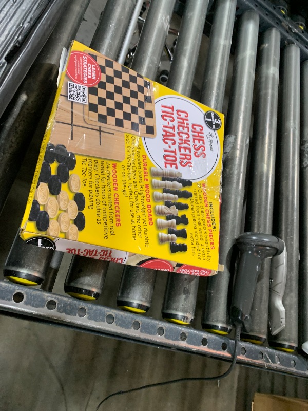 Photo 1 of Regal Games - Reversible Wooden Board for Chess, Checkers & Tic-Tac-Toe - 24 Interlocking Wooden Checkers and 32 Standard Chess Pieces - for Age 8 to Adult for Family Fun