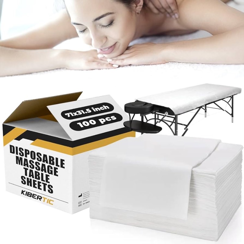 Photo 1 of 100 PCS Disposable Massage Table Sheets 71x31.5 inch, Disposable Bed Sheets, Disposable Sheets, White Massage Bed Cover, Massage Bed Sheets, Spa Sheets for Esthetician Bed, Hotel, Beauty