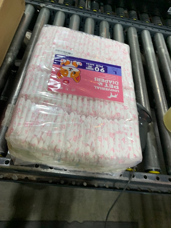 Photo 1 of Disposable Dog Diapers Female 90 Count Puppy Diapers Female (Waist 13.4-19.7 in L) Super Absorbent Large Dog Pads for Heat Excitable Urination or Incontinence - Pink