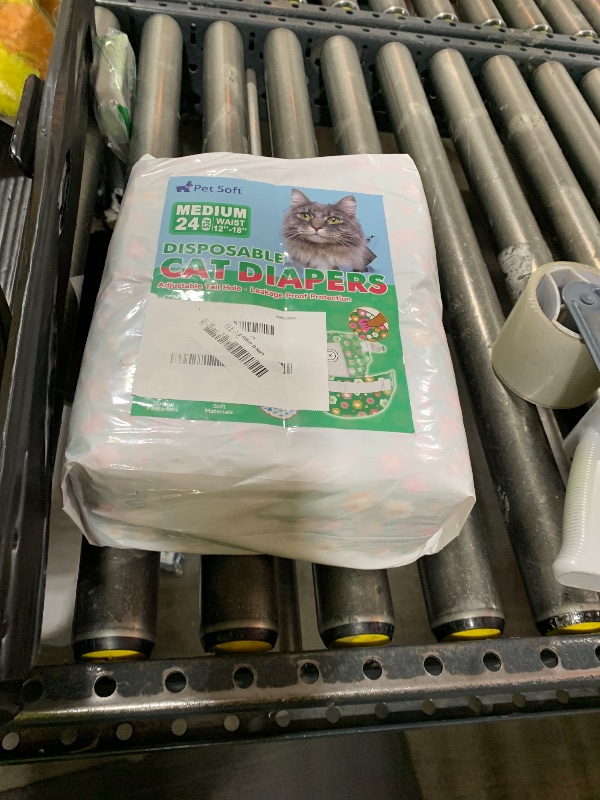 Photo 1 of Pet Soft Disposable Cat Diapers - Diaper for Female & Male Cats, Puppy Doggie Diapers for Female Dogs with Adjustable Foam Tail Hole, Medium (24Pcs, GN Flowers)
